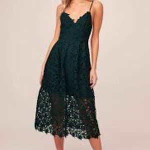 ASTR the label Lace Midi Dress Hunter Green - Smal